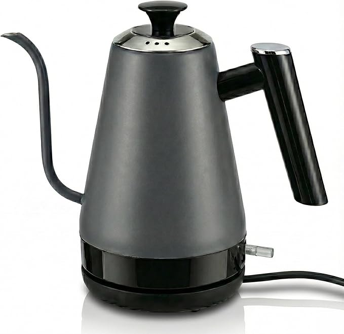 Electric Gooseneck Kettle, Pour Over Kettle for Coffee & Tea, Hot Water Boiler, 100% Stainless Steel Inner Lid & Bottom (K02)