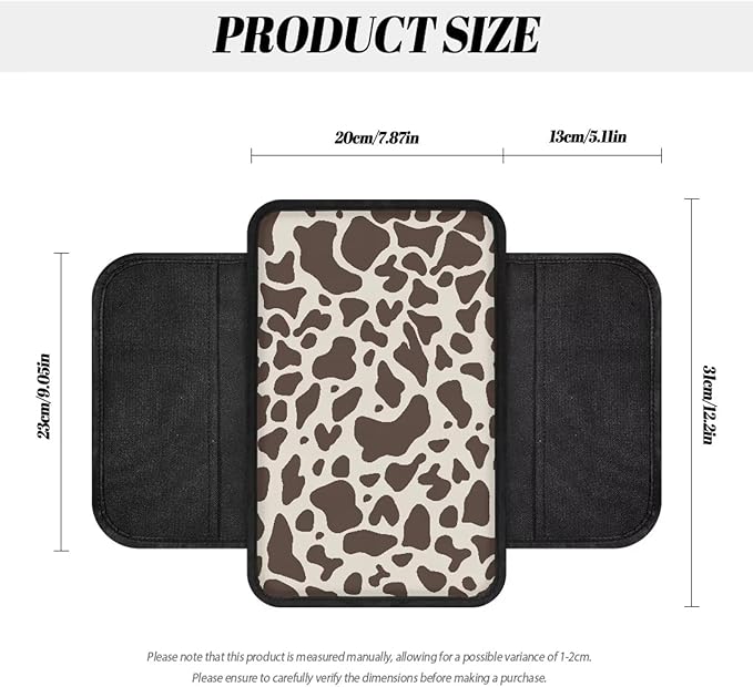 Dreaweet Brown Cow Print Center Console Cover Cute Car Accessories for Women,Car Console Covers with Pockets Car Armrest Cushion Cover Easy to Install Arm Rest Cover for Car Truck Van