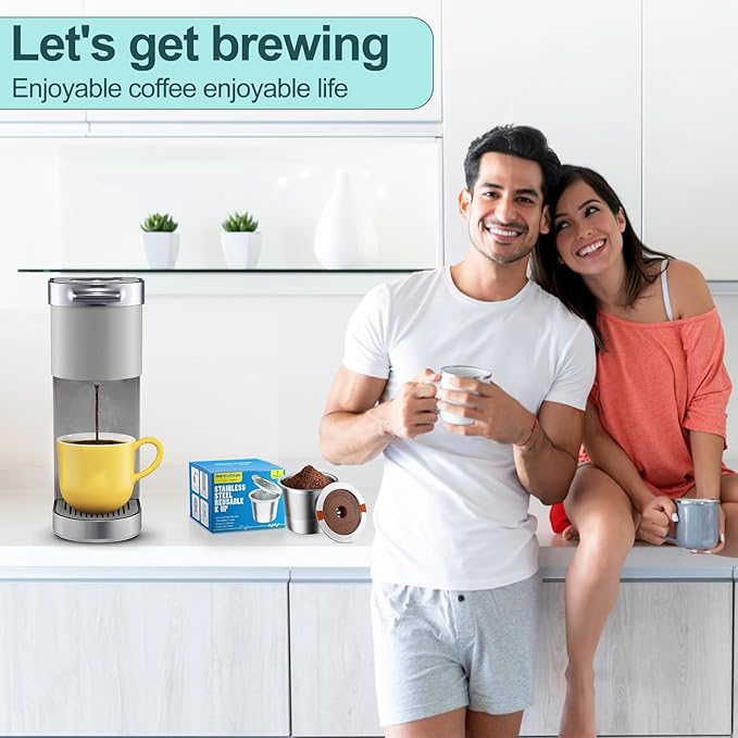 RETHONE K Cup Reusable Coffee Pods Compatible with Keurig 1.0 & 2.0 Coffee Machines, Stainless Steel Reusable K Cups Brewers Refillable K Cups (4 Pack)
