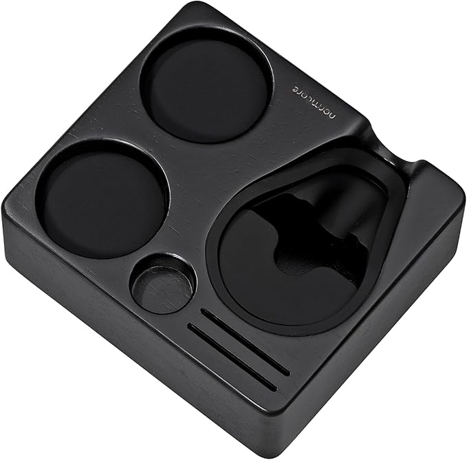Normcore Compact Tamping Station - Espresso Black Tamper Station Base - Genuine American Black OAK Tamper Holder - Wooden Coffee Portafilters Stand Base For 54 /58mm Espresso Machine Accessories