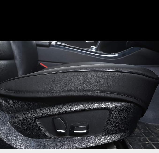 Car Seat Cushions Cover, 2pcs PU Leather Car Seat Covers Car Seat Protector for Car Driver and Passenger Seat Bottom (Width 20.8×deep 21×Thick 0.35 inch) (Black-B)