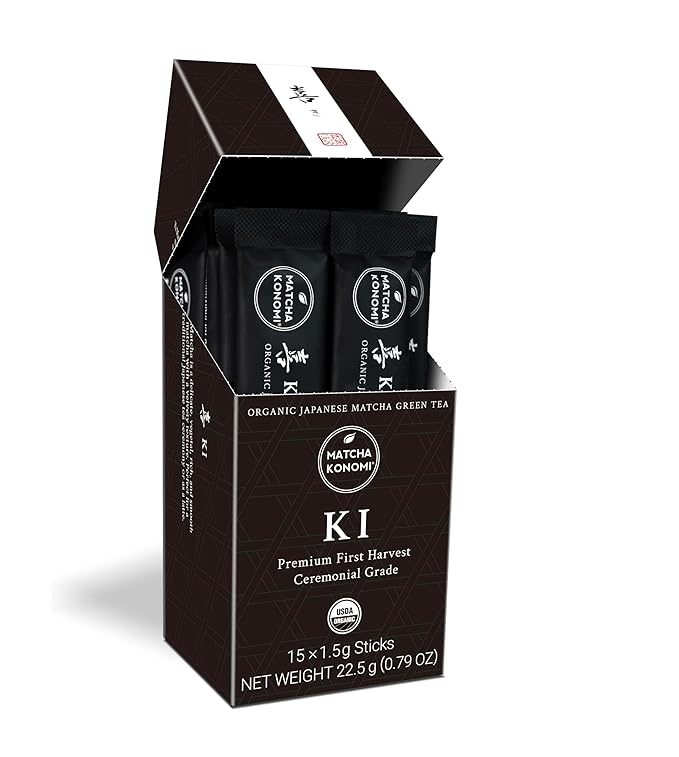Ki Matcha (15 x 1.5g Sticks) - Organic Premium Ceremonial Japanese Matcha Green Tea Powder - First Harvest, Radiation Free, No Additives, Zero Sugar - USDA Certified - Single Serve Packets