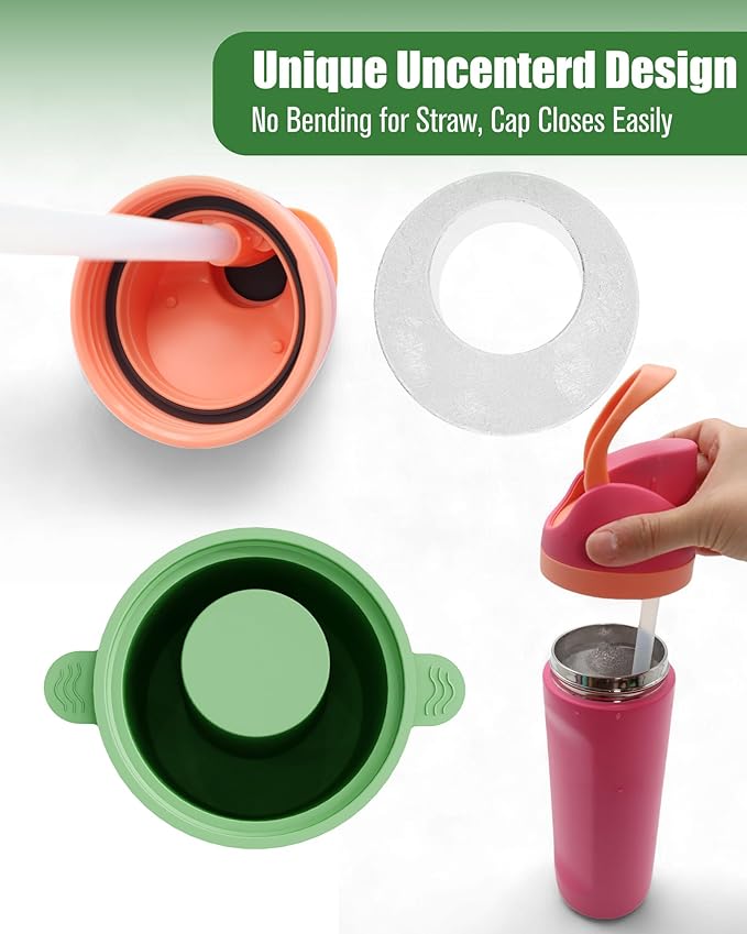 Ice Molds for Owala 24-40oz, Set of 3, Food-Grade Soft Silicone, No White Residue, Easy to Release, Straw Placement Compatible with Owala FreeSip, Keeps Drinks Cold Longer (Green)