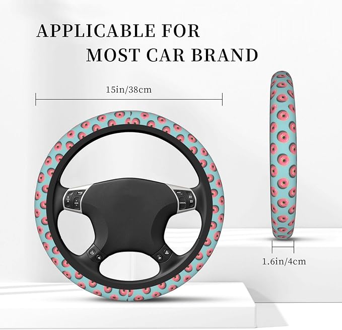 Neoprene Steering Wheel Cover Donuts Pattern Car Steering Wheel Cover Universal Fit for Most Cars