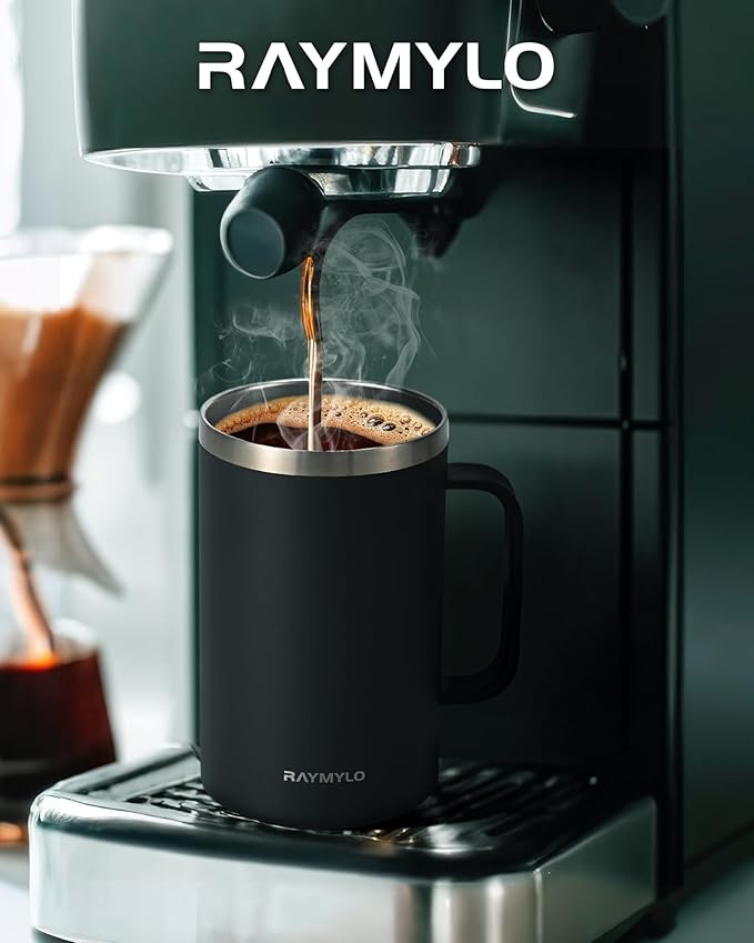 Insulated Coffee Mug 24 oz, Double Wall Stainless Steel Coffee Mug with Lids, Leak-Proof & Detachable Slider Lid for Thorough Clean, Keeps Coffee Cold for 9 Hrs, Suitable for Camp Home Office