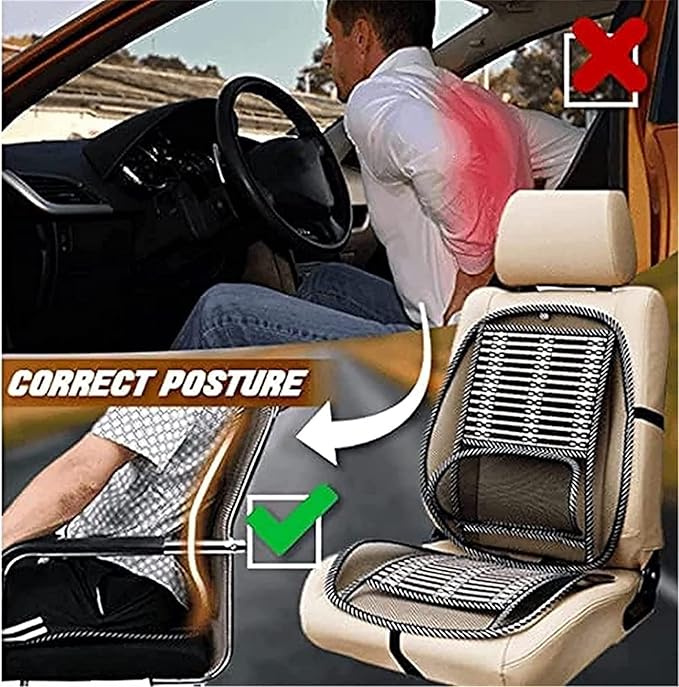 Bamboo Car Seat Pad, Car Seat Office Chair Bamboo Chip Cover Cushion, Breathable Lumbar Cushion Mesh Support Cushion Pad Supplies Waist Protection(Luxury)