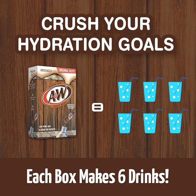 A&W, Root Beer – Powder Drink Mix - (12 boxes, 72 sticks) – Sugar Free & Delicious, Makes 72 flavored water beverages