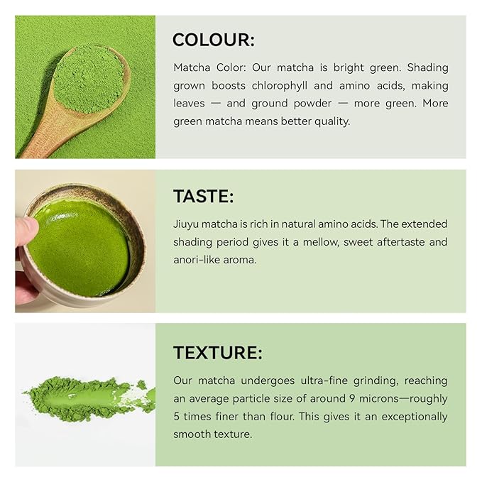 Organic Matcha Green Tea Powder First Harvest Ceremonial Grade 100% Pure Premium Matcha for Drinking and Latte No Additives 3.53oz(100g) Jiuyu