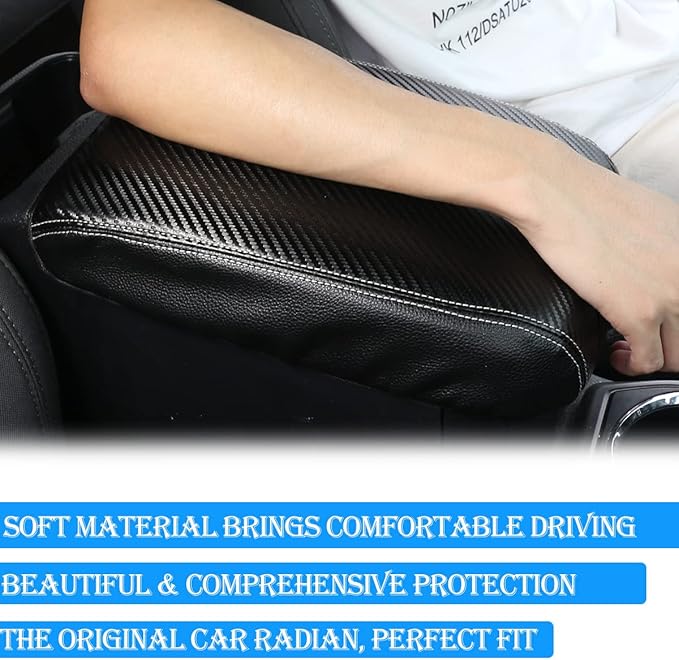 CHEAYAR Leather Car Auto Center Console Armrest Cushion for Toyota Tacoma Accessories 2016-2018 2019 2020 American Flag (Carbon Fiber Pattern-Leather)