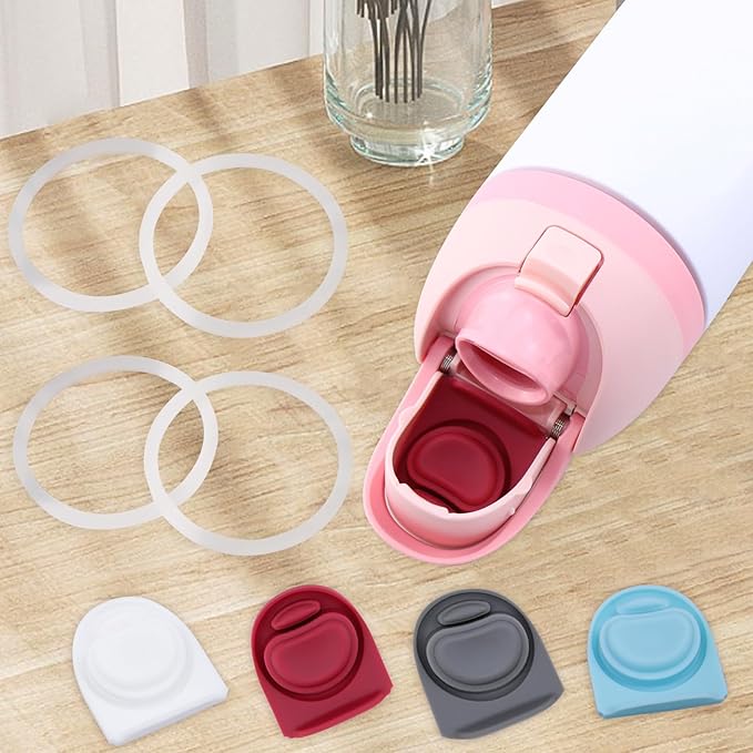 4 Sets Replacement Seal Gasket Stoppers for Owala Freesip Cap Mouth,Silicone O Sealing Ring Parts Water Bottle Top Lid Accessories for Owala Freesip 16/19/24/32/40oz（4 Colors 12）