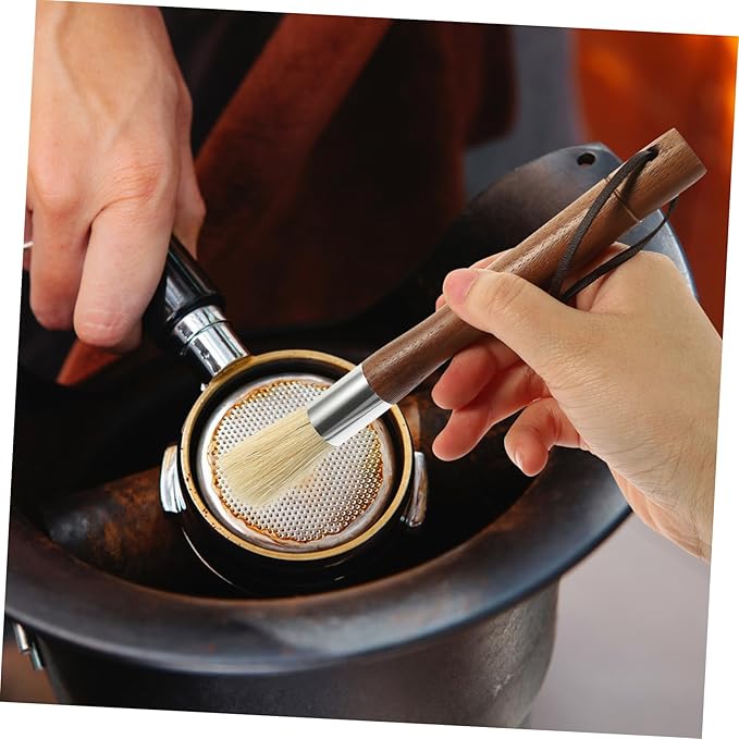 Professional Coffee Grinder Brush with Wooden Handle Cleaning Tool for Coffee Machines and Countertops Fine Bristle Design for Maintenance