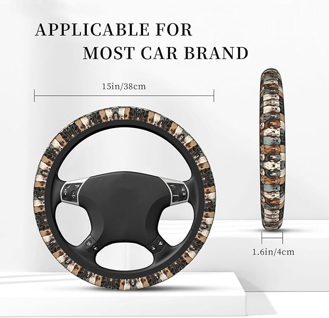 Great Dane Colors Pattern Universal Fit Steering Wheel Cover for Car, Truck, and SUV, Durable Steering Wheel Protection