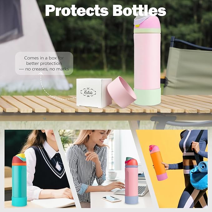 2PCS Silicone Boot for Owala 24oz FreeSip Water Bottle, Anti-Slip Scratch-Resistant Bottom Sleeve, Protective Sports Bottles Accessories, BPA-Free