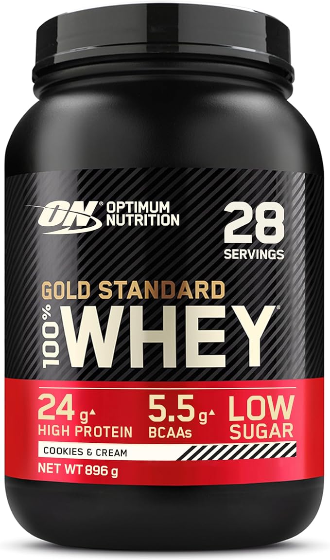 Optimum Nutrition Gold Standard 100% Whey Protein Powder, Cookies & Cream, 2 Pound (Packaging May Vary)
