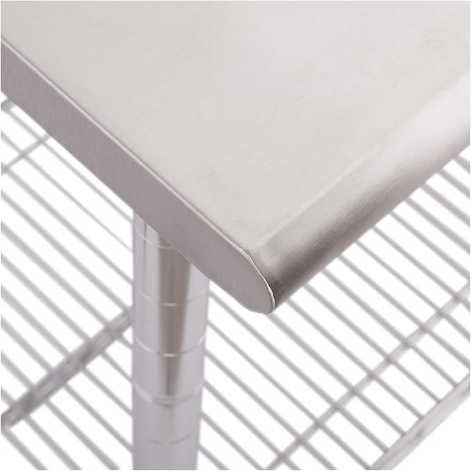 Seville Classics Commercial Work Table Island Utility Cart Prep Station, for Restaurant, Kitchen, Warehouse, Garage, Hotel, Home, Stainless-Steel Top NSF , 49" W x 24" D