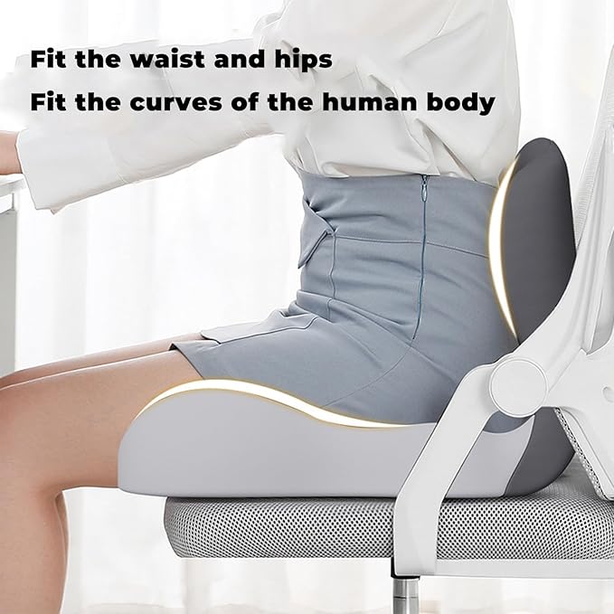 Back and Seat Cushion, Soothe+Cushion,Car Seats with Lumbar Support,Memory Foam Non Slip Skin with Back Support for Office Chair, Car (Black)