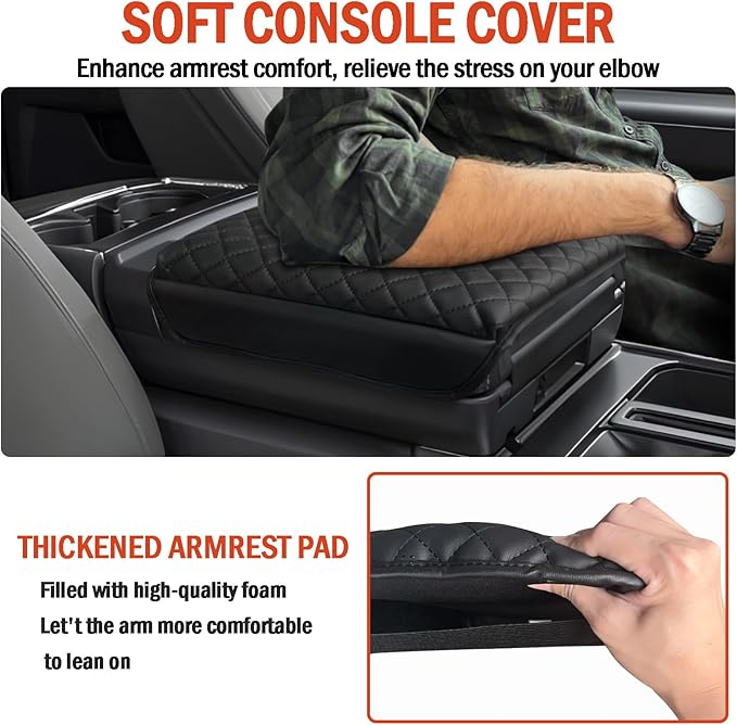 Center Console Cover for Ford F150 2026 2025 2024 2023 2022 2021 - F150 Lightnig 2022-2026 Armrest Pad, Anti-Scratch Middle Console Cover for Ford F150 Accessories (Work Surface Console Only)