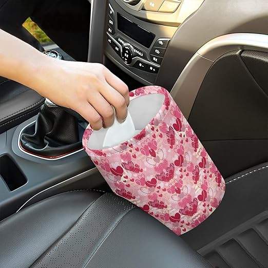 Car Trash Can Collapsible Auto Waste Basket Container with Adjustable Strap Waterproof Auto Storage Box Travel Accessories, Orange Hippie