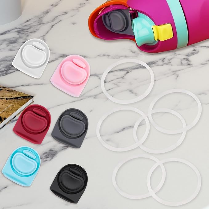 6 Sets Replacement Stopper and O Ring Gasket Compatible with Owala FreeSip 24oz 32oz,Water Bottle Lid Insert Cap Rubber Seal Parts for Owala 16/19/24/32/40oz Mouthpiece Accessories F7