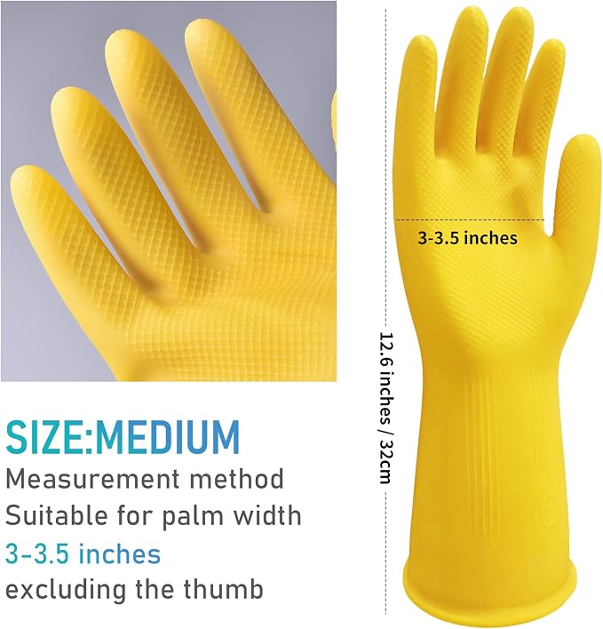 Disfore Rubber-Gloves Dishwashing Gloves for Cleaning-Kitchen - 2 Pairs Long Household Cleaning Gloves for Washing Dishes