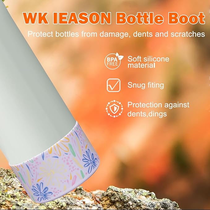 WK IEASON 2Pcs Silicone Boot for Owala Water Bottle, Protective Flask Bottom Cover Base for Owala FreeSip Twist and Flip Flask Water Bottle Accessories-3.35inch Bottom Diameter