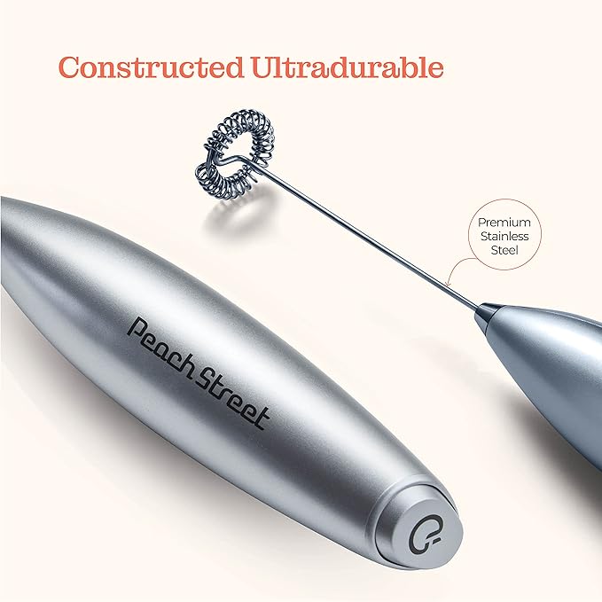 Powerful Handheld Milk Frother, Mini Milk Foamer, Battery Operated (Not included) Stainless Steel Drink Mixer for Coffee, Lattes, Cappuccino, Frappe, Matcha, Hot Chocolate.