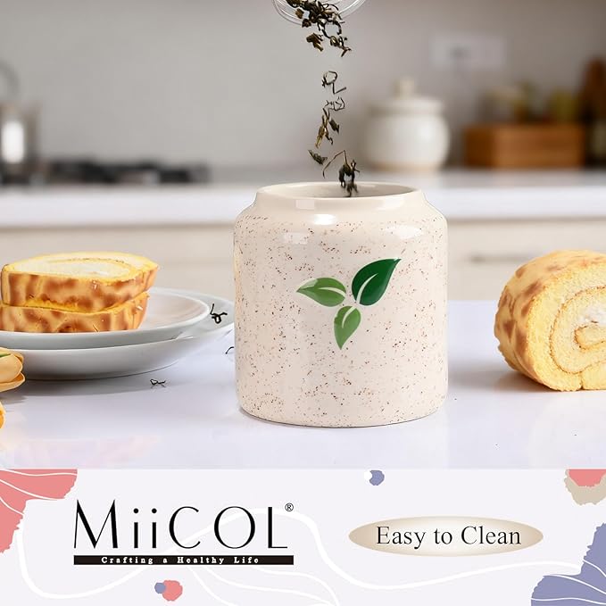 Miicol Ceramic Storage Canister with Airtight Lid, Food Storage Container, Round Tea Canister, Pantry Organizer, Kitchen Storage Jar for Coffee Bean, Flour, Pasta, Sugar, Spices, 20 fl.oz‌