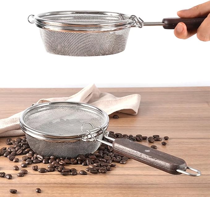 Coffee Bean Roaster, Handy Coffee Roaster Machine for Home Outdoor, Coffee Beans Baking, Stainless Steel with Wooden Handle, Lightweight, Portable, Manual Coffee Baking Tool, Coffee Accessries