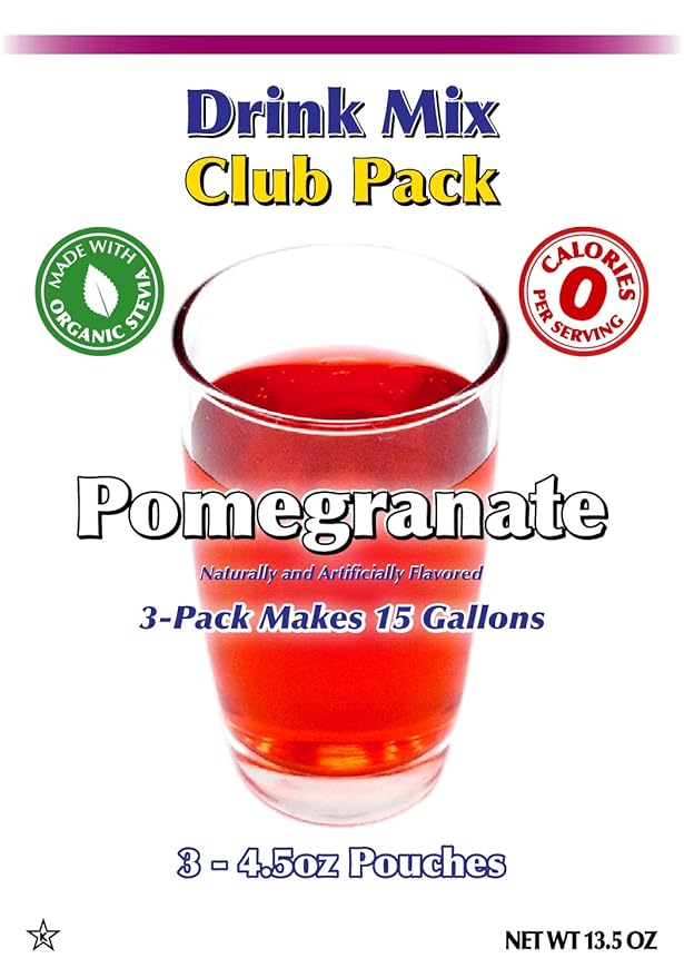 GramZero Pomegranate Zero Calorie Sugar Free Drink Mix, Great For Nutrition Club Loaded Teas, Stevia Sweetened