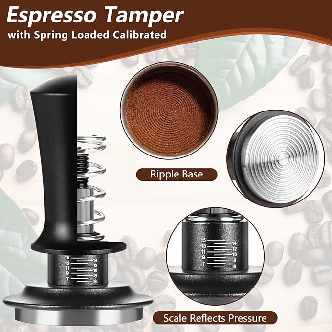 Espresso Accessories,6 PCS Espresso Machine Accessories Kit,Coffee Tamper Tools Set with Espresso Tamper,Coffee Tamping Mat,WDT Distribution Tool,Knock Box,Dosing Funnel and Puck Screen(58mm)
