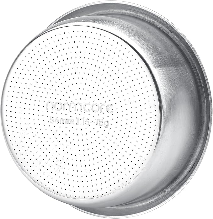 Normcore 54mm Precision High Extraction Basket, 16-18g Portafilter Basket for 54mm Espresso Machines, Includes Paper Filters (200pcs) and 53.3mm Puck Screen, 0.8mm Thickness, 0.28mm Hole Diameter