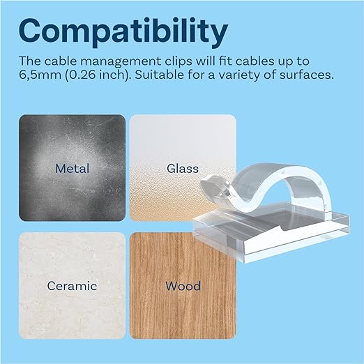 MMOBIEL 240pcs Self Adhesive Cable Clips – Wire Holder Clear Hooks Cord Organizer – Cable Management for Under Desk, Wall, Car, Office, Electrical Wires etc. – Wire Organizers Diameter 0.26 inch