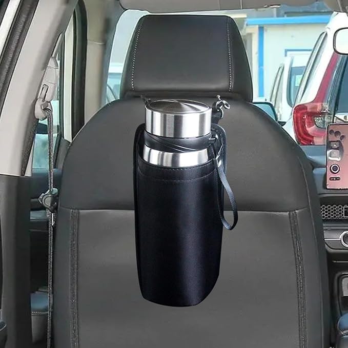 1 Pcs Black Cup Holder Large Cup Holder, Car Water Bottle Holder Bag, Hanging Anti-Drop Seat Car Seat Side-Hanging Storage Bag, Car Water Cup Storage Bag for Most Car Models