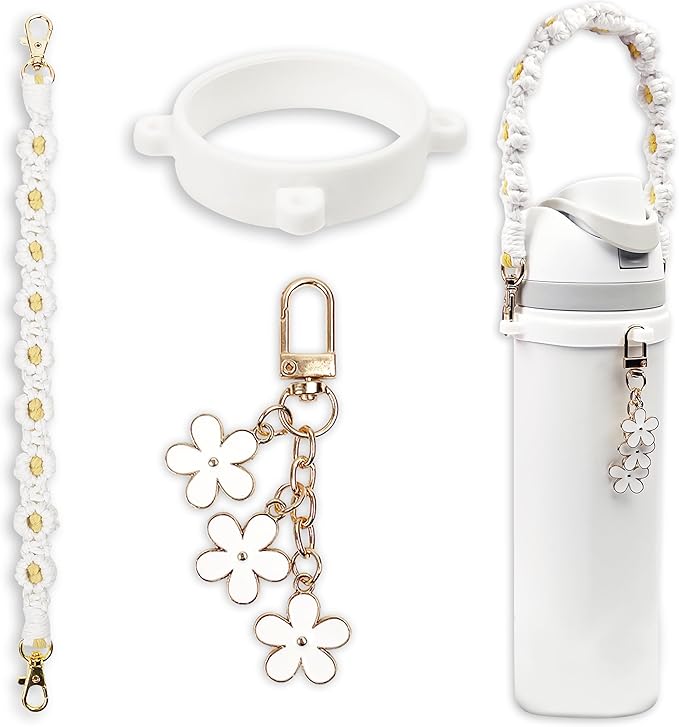 Handle Strap and Charm Set for Owala Water Bottle 24 oz, 32 oz, 40 oz, Owala Kids, Owala Coffee Tumbler, Owala FreeSip – Includes Handle Strap, for Owala Accessories & Stanley Cup Accessories