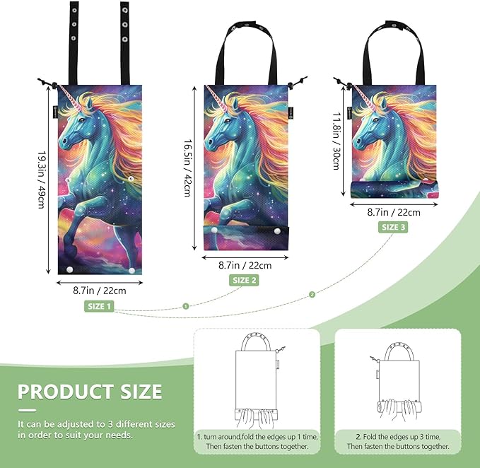 ALAZA Hanging Car Trash Bags Garbage Bag Trash Can for Back Seat Small Unicorn Galaxy 1 Washable Storage Bag Retractable 2 Pack