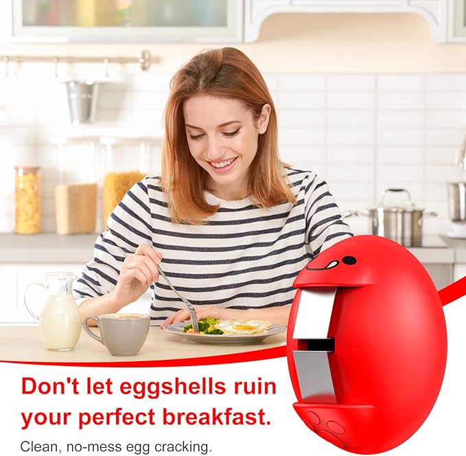Egg Cracker, Silicone Egg Shell Opener, Cute Egg Shaped Design, Opens Eggs with Ease, A Little Happiness Boost for Your Kitchen (3, Mixed Colors)