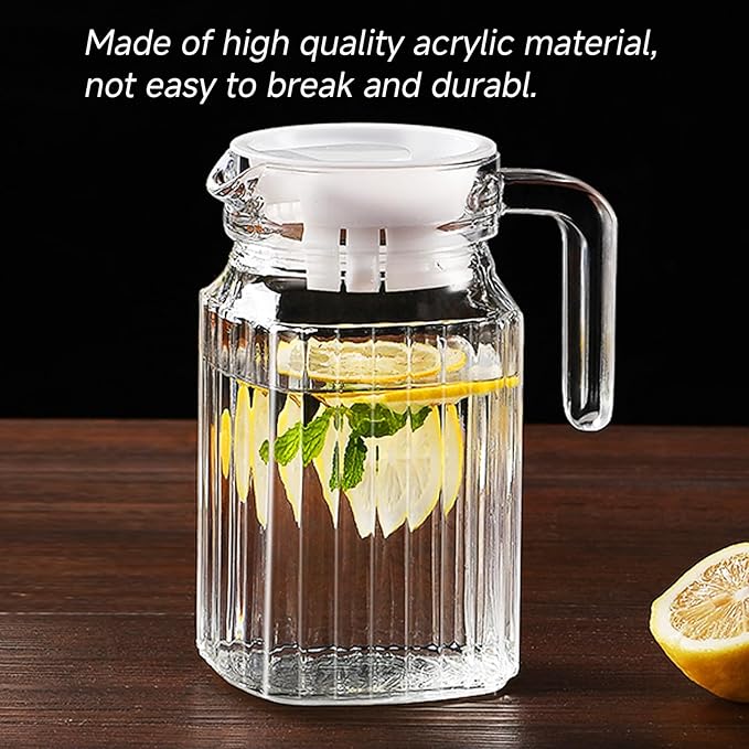 17 oz Small Plastic Carafe with Lid and Spout, 500ml Small Clear Water Jug for Hot/Cold Water, Iced Tea Pitcher for Coffee, Mini Juice and Homemade Beverage Carafe (500ml)