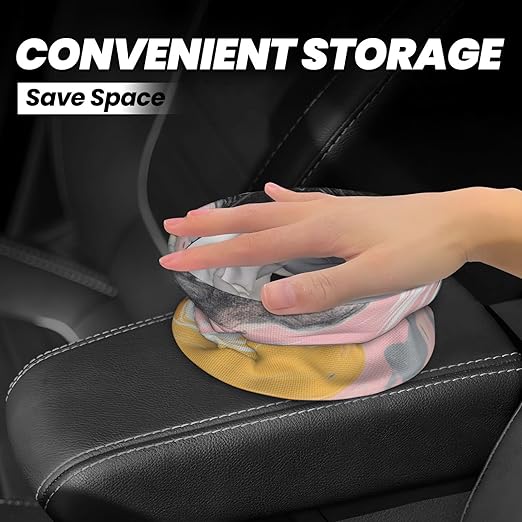 Yellow Pink Grey Marbles Car Trash Can Garbage Cans Foldable,Cute Hanging Car Organizer and Storage Bag Leak Proof, Auto Back Seat Trash Bin Universal for Truck, SUV, Outdoor Travel