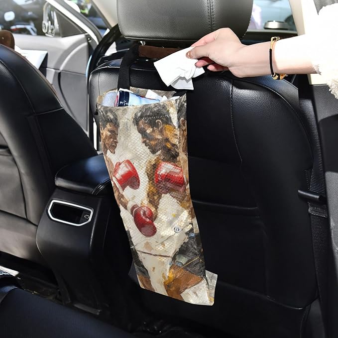ALAZA Hanging Car Trash Bags Garbage Bag Trash Can for Back Seat Small Boxing 1 Washable Storage Bag Retractable 2 Pack