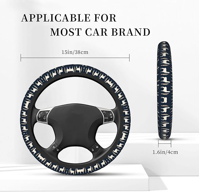 Llamas Pattern Car Steering Wheel Cover, 15 Inch Steering Wheel Cover Stylish Decor for Most Cars