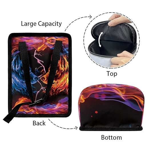 DISNIMO Blue Flame Wolf Car Trash Can, Car Trash Bag Hanging Large Capacity Car Organizer and Storage with Adjustable Straps, Leakproof Trash Bin Interior Car Stuff Storage