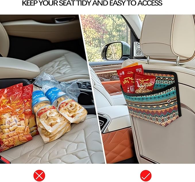 Renewold Southwestern Aztec Car Side Pocket Organizer Pen Cell Phone Sunglasses Holder Tray Pouch for Car Door Window Console Seat Storage Bag for Document Notepad Gadgets Pen 6.85 * 2.32 * 6.26 inch