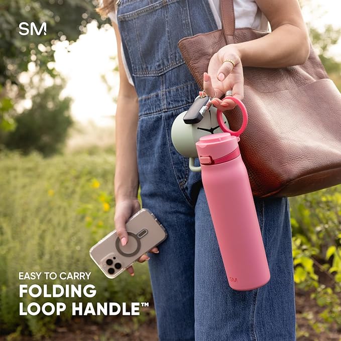 Simple Modern Mesa Loop Water Bottle with Straw | 30oz Cup Holder Friendly Insulated Stainless Steel Bottles for Travel, Sports and School | Saffron