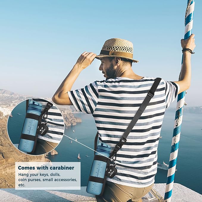 EasyAcc Water Bottle Holder Strap Sling, for Owala FreeSip 24 32 40 oz, Hydro Flask, Cirkul, Yeti, Stanley Flip, Universal Water Bottles, with Carabiner, for Walking Curise Travel (Bottle Excluded)