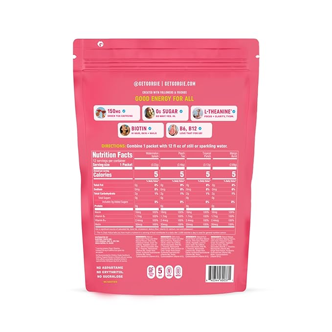 GORGIE Bestsellers Variety, Sugar-Free Natural Energy Drink Mix, On the Go Powder, Healthy Energy Drinks - Green Tea Caffeine, Biotin, B Vitamins -150mg Caffeine, L-Theanine, Vegan, & Low Calorie (Pack of 12)