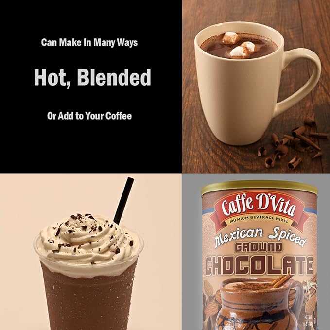 Caffe D’Vita Mexican Spiced Ground Chocolate 1 lb. can (16 oz.)