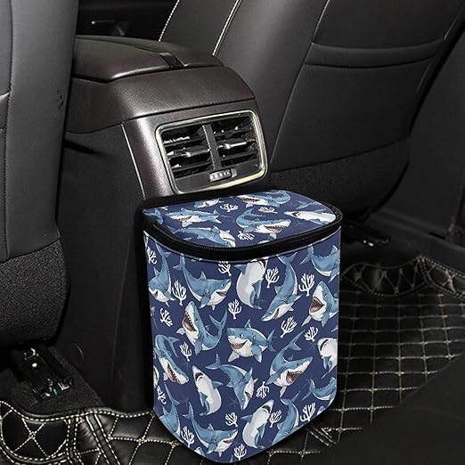Cute Shark Car Trash Can Easy to Install Hanging Garbage Bin for Back Seat Leak Proof Lightweight Car Garbage Cans Fashion Car Interior Accessories for Most Cars, SUVs