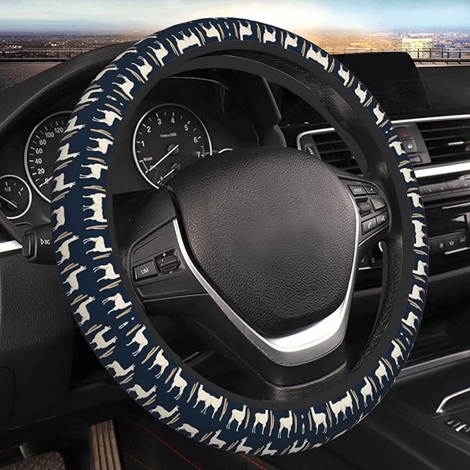 Llamas Pattern Car Steering Wheel Cover, 15 Inch Steering Wheel Cover Stylish Decor for Most Cars
