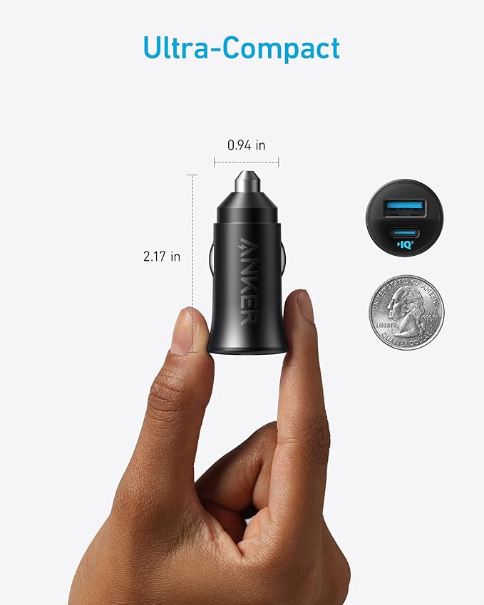 Anker USB-C Car Charger, 2-Pack 30W 2-Port Type-C Car Adapter, Cigarette Lighter Adapter with Power IQ 3.0,for iPhone 17/16/15/14/13 Series,Samsung Galaxy S25/S24/S23/S22/S21 Series,iPad Pro,AirPods