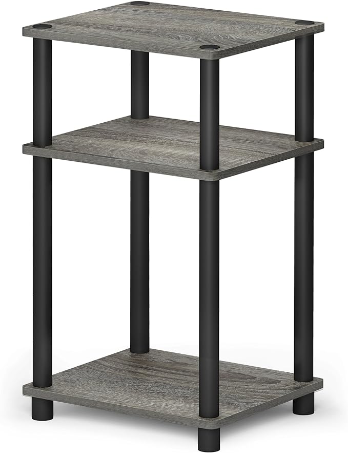 Furinno JUST Side Table, 3-Tier End Table, Open Shelves Night Stand, Bedside Table, Toolless Assembly, for Living Room, Bedroom, Bathroom, French Oak